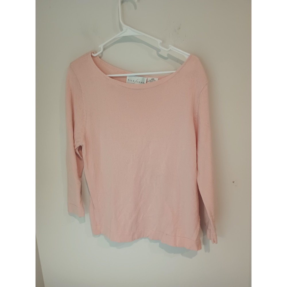 Silk Lore Pink Silk Cashmere Knit Sweater Top Large Balletcore Coquette Scoop...